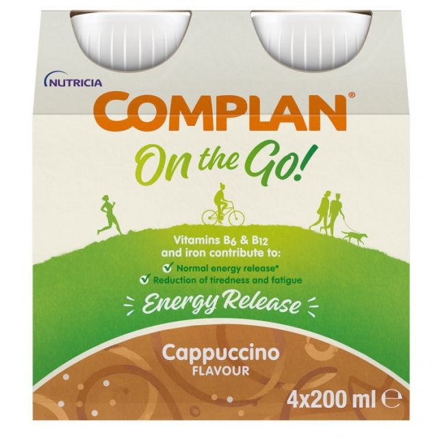 Complan On The Go Energy Release Drink Cappuccino Flavour 4x200ml
