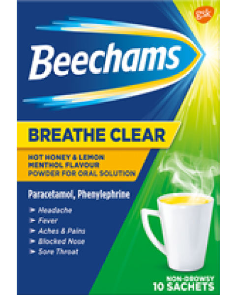 Beechams Breathe Clear Sachets Hot Honey & Lemon Menthol 10