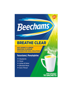 Beechams Breathe Clear Sachets Hot Honey & Lemon Menthol 10