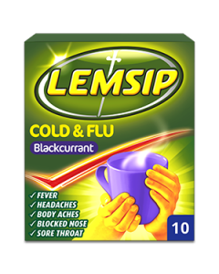 Lemsip Cold & Flu Blackcurrant Sachets 10