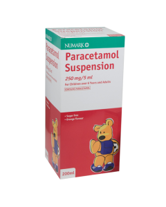 Paracetamol 250mg/5ml Suspension 200ml Sugar Free Strawberry (BRAND MAY VARY)