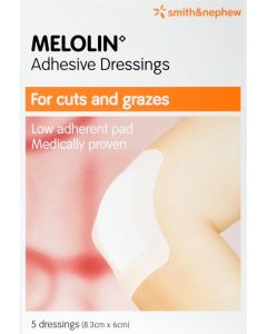 Melolin Adhesive Low-adhesive Absorbent Dressing Pads Consumer/otc Pack 8.3cm X 6cm 5 Consumer/otc Pack