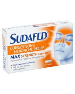 Sudafed Congestion & Headache Relief Max Strength Capsules 16 Capsules